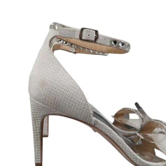 Badgley Mischka Shoes Womens 8.5 Sandal Pumps Ankle Strap Formal Rhinestone Grey - Picture 2 of 16